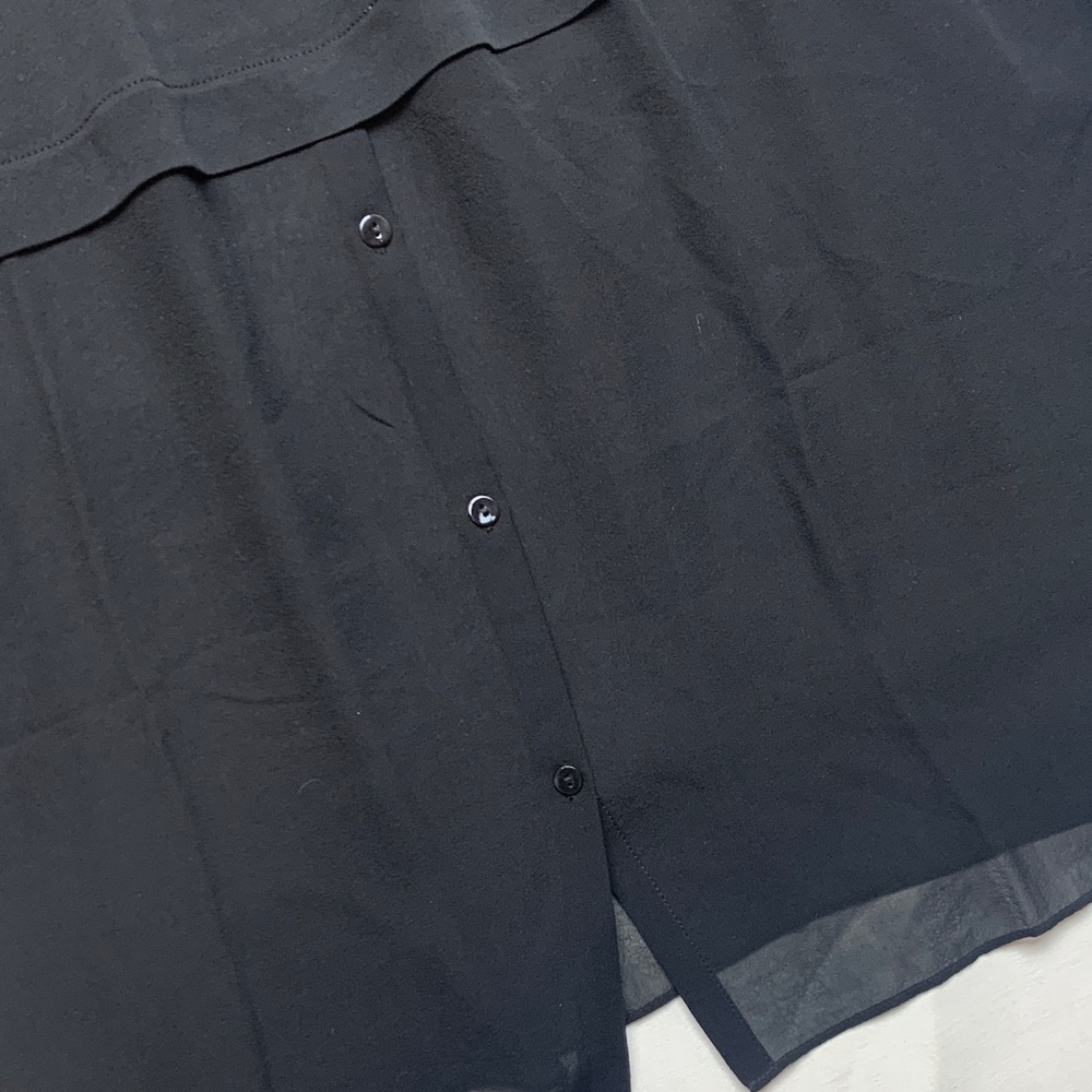 Eileen Fisher size XL black silk crepe georgette Classic long sleeve dress tunic - Picture 4 of 9